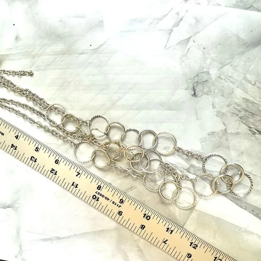 Elegant Silver double Chain circle Necklace
